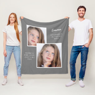 Couverture en polaire avec deux photos mignonnes