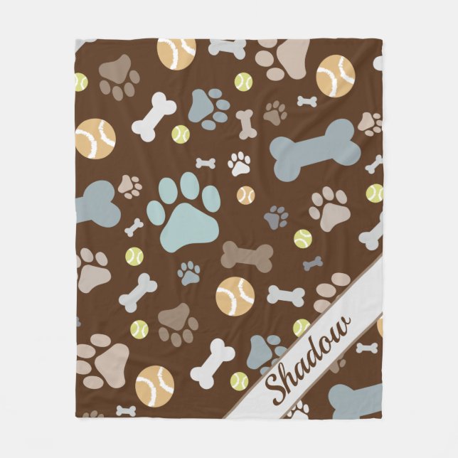 Couverture en polaire Brown d'os de chien personna (Devant)