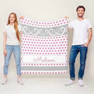 Couverture en polaire Carré rose personnalisée