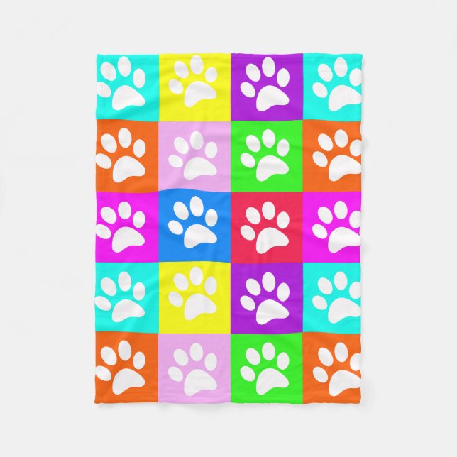 Couverture en polaire "Chig Paws Pop Art" (Devant)