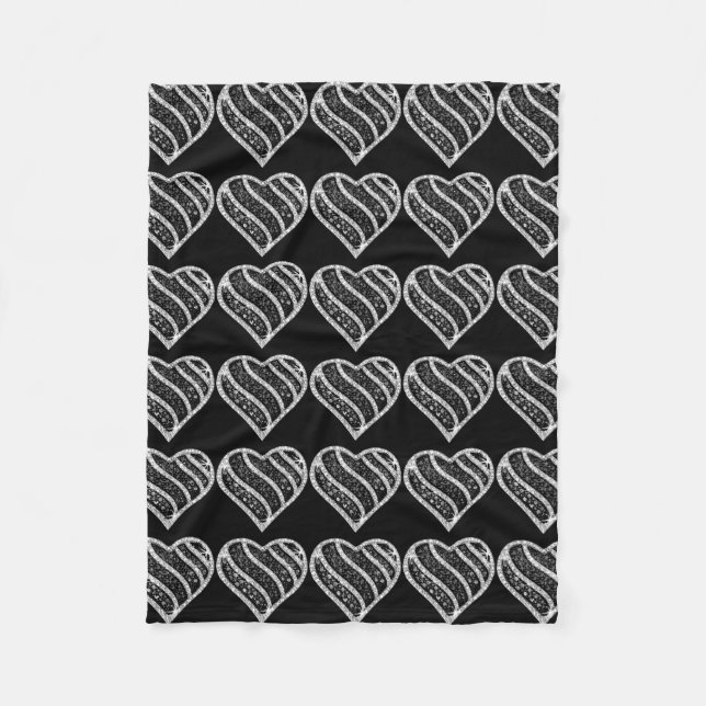 Couverture en polaire de coeur de diamant noir (Devant)