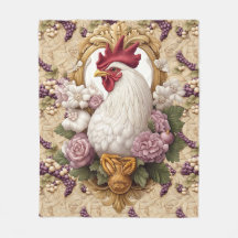 Couverture en polaire de coq et de raisin