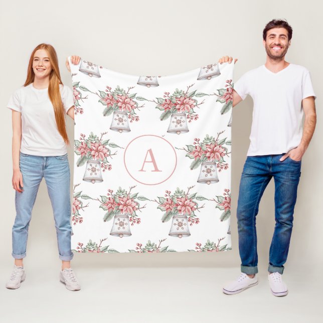 Couverture en polaire de monogramme de Noël (En situation)