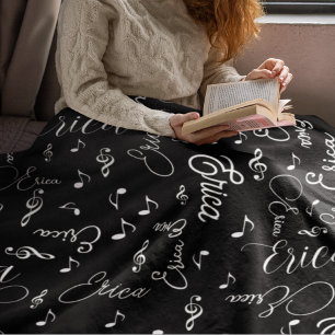 Couverture en polaire de noms et notes musicales