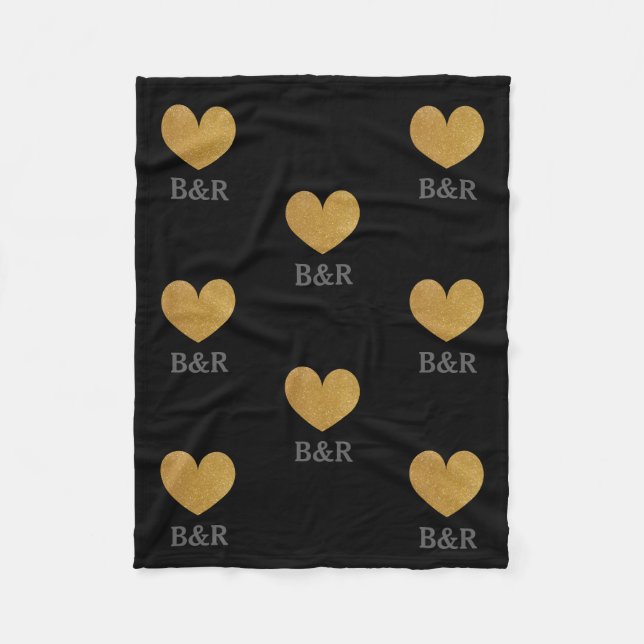 Couverture en polaire en or monogramme personnalis (Devant)