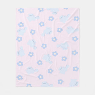 Couverture en polaire fleurie Lizard bleu