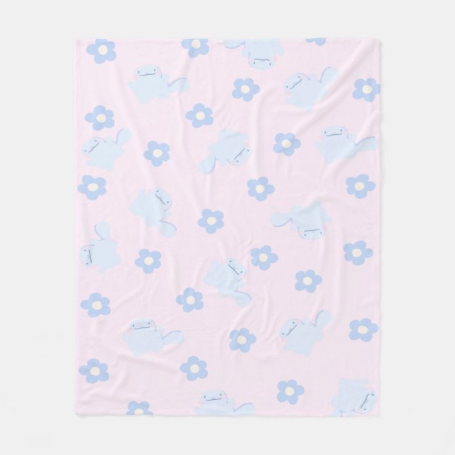 Couverture en polaire fleurie Lizard bleu (Devant)