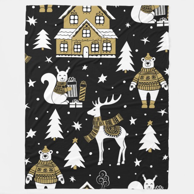 Couverture en polaire Noël Gold 60x80 (Devant)