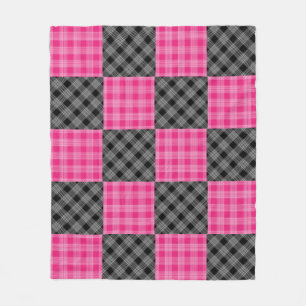 Couverture en polaire noire et rose