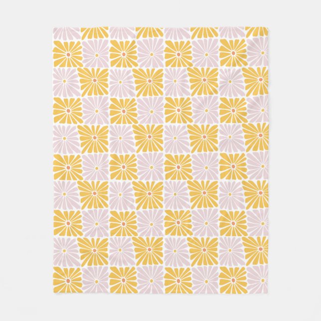 Couverture en polaire orange simple à motifs flora (Devant)
