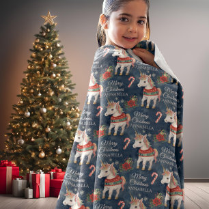 Couverture en polaire personnalisée Unicorne de No