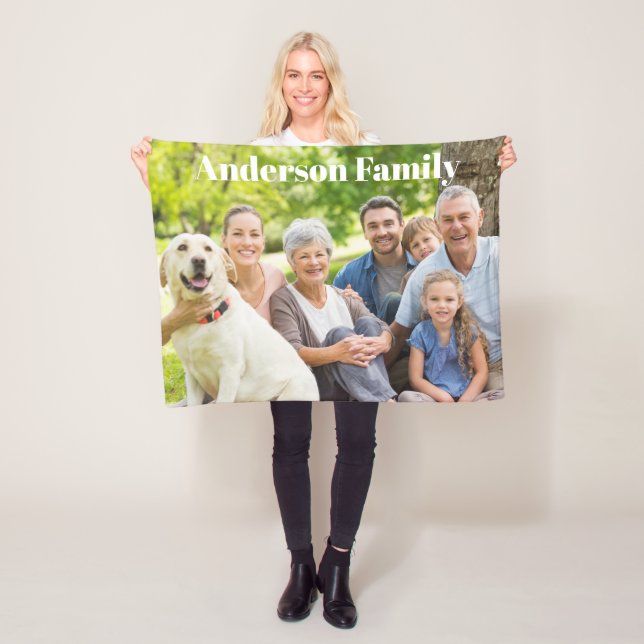 Couverture en polaire photo de famille personnalis (En situation)