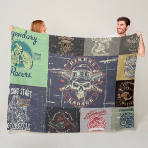 Couverture en polaire Retro Motorcycle Design