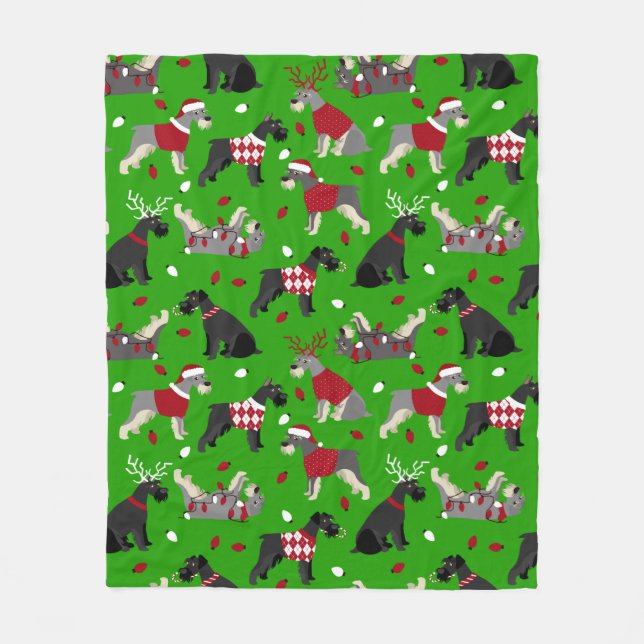 Couverture en polaire Schnauzer de Noël (Devant)