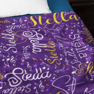 Couverture en polaire violette avec notes musicale