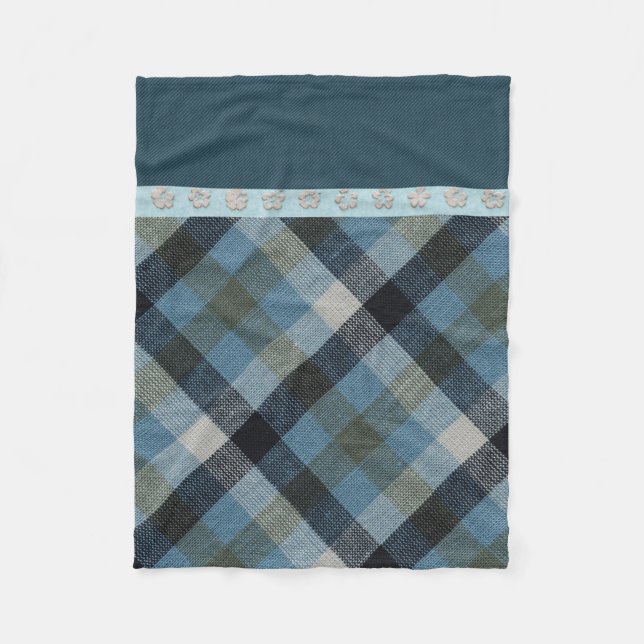 Couverture en toison bleu Tartan (Devant)