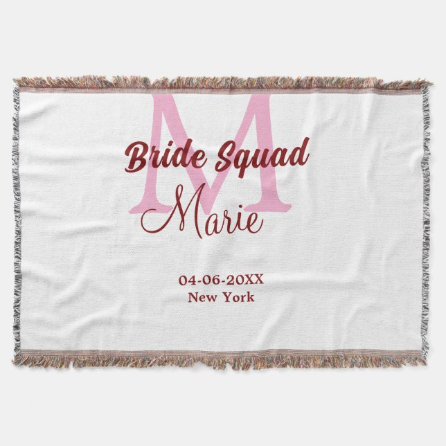 Couverture Equipe de mariée ajouter nom monogramme demoiselle (Devant)