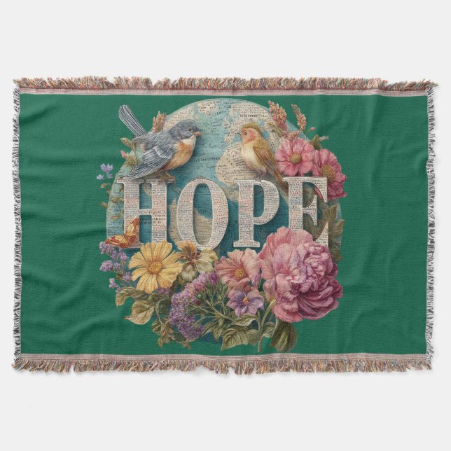 Couverture Espérons la typographie florale avec les oiseaux e (Devant)