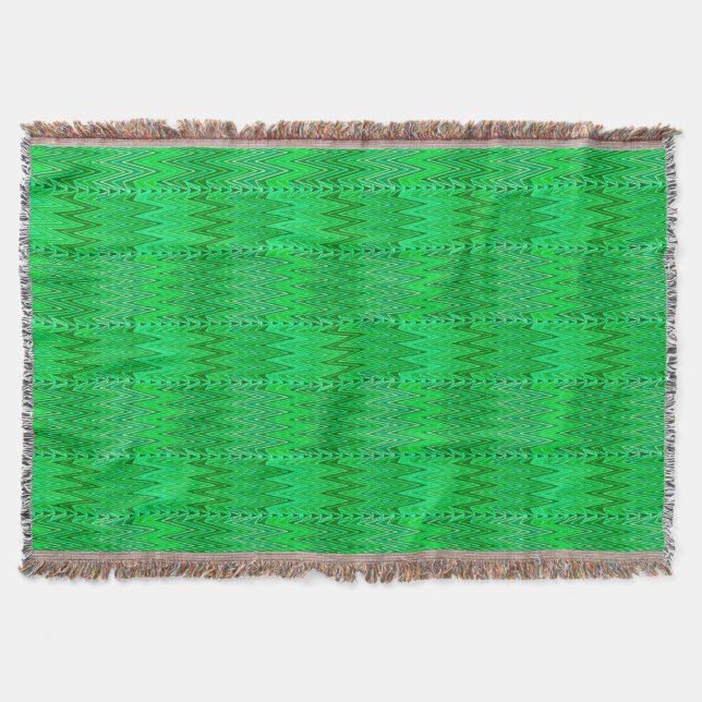 Couverture Ethnic Chevron Damask, Emerald et Lime Green (Devant)