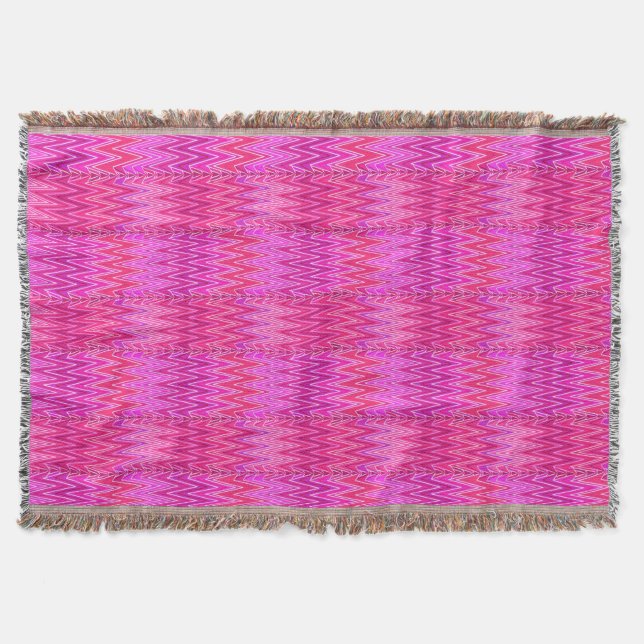 Couverture Ethnic Chevron Damask, Purple et Fuchsia Pink (Devant)
