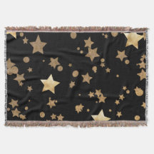 Étoiles célestes noires et d'or et Pois