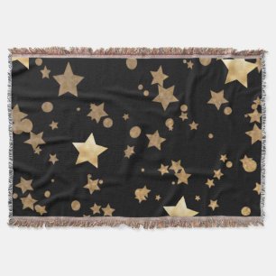 Couverture Étoiles célestes noires et d'or et Pois