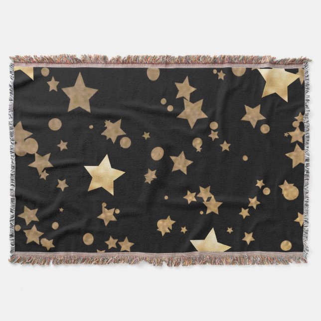 Couverture Étoiles célestes noires et d'or et Pois (Devant)