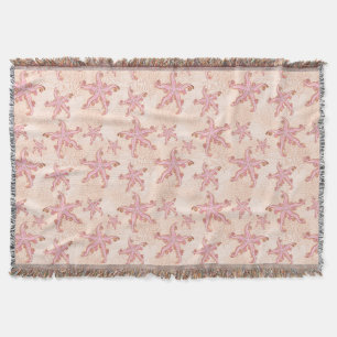Couverture Étoiles de mer et motif pastel rose corail