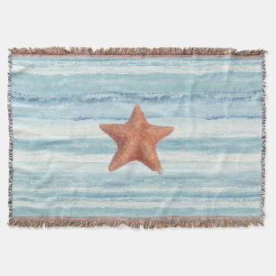 Couverture Étoiles de mer peintes sur les rayures bleues