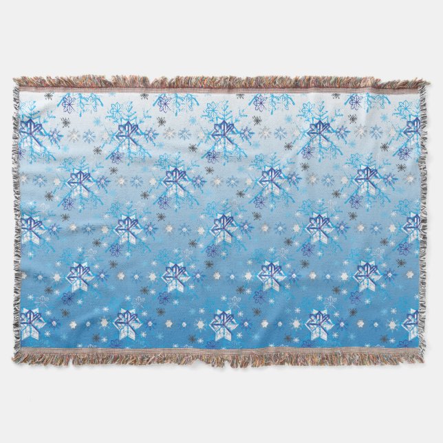 Couverture Étoiles et flocons de neige bleu et blanc complexe (Devant)