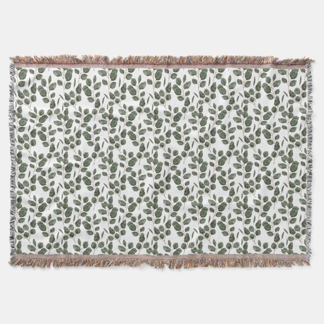 Couverture Eucalyptus Greenery Botanique Tendance Vert Blanc  (Devant)