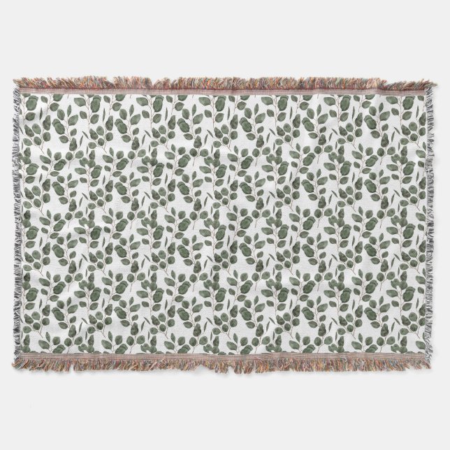 Couverture Eucalyptus Verdure Botanique Tendance Vert Blanc  (Devant)