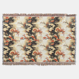 Couverture Éventail de motif de fleurs de cerisier japonais (