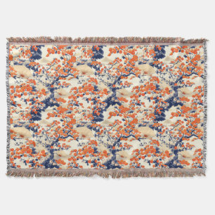 Couverture Éventail de motif de fleurs de cerisier japonais (