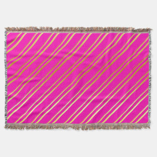 COUVERTURE FAUX STRIPES D'OR SUR ROSE