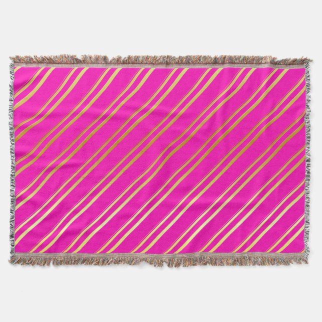 COUVERTURE FAUX STRIPES D'OR SUR ROSE (Devant)