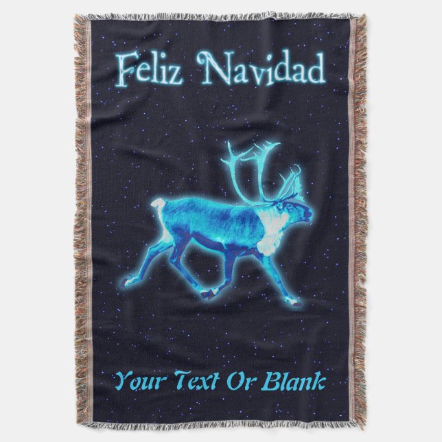 Couverture Feliz Navidad - Caribou bleu (Reindeer) (devant Vertical)