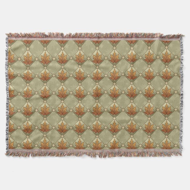 Couverture Feuilles d'automne avec Stars Motif Diamond (Devant)