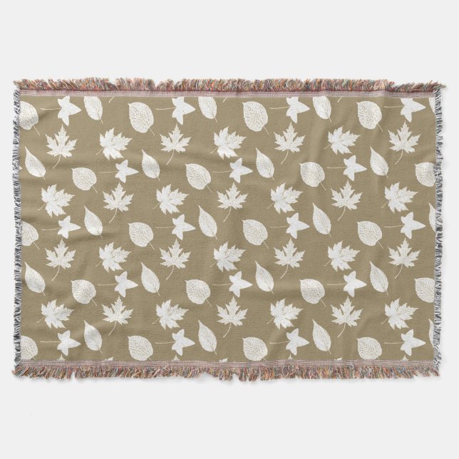 Couverture Feuilles d'automne - blanc et taureau (Devant)