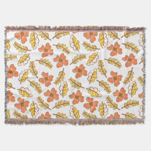 Couverture Feuilles d'automne en chute chaude avec fleurs