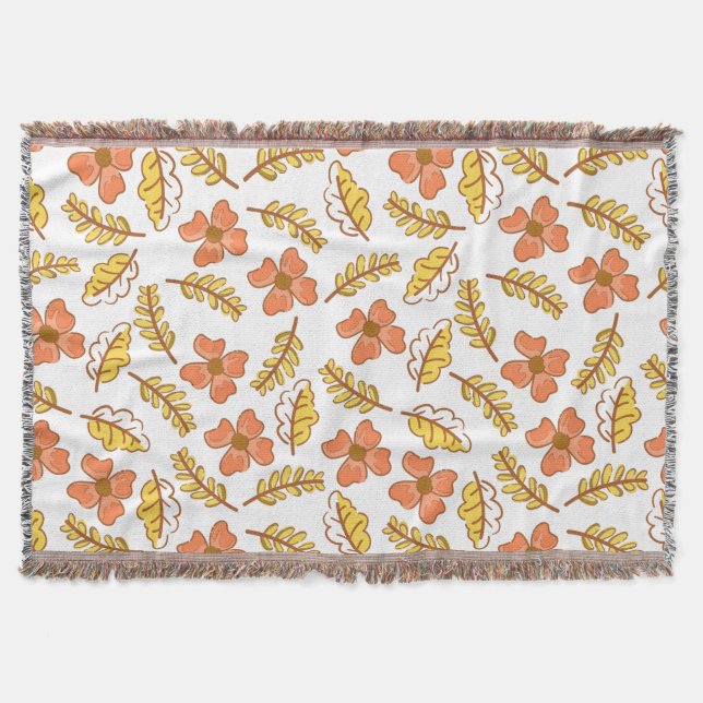 Couverture Feuilles d'automne en chute chaude avec fleurs (Devant)