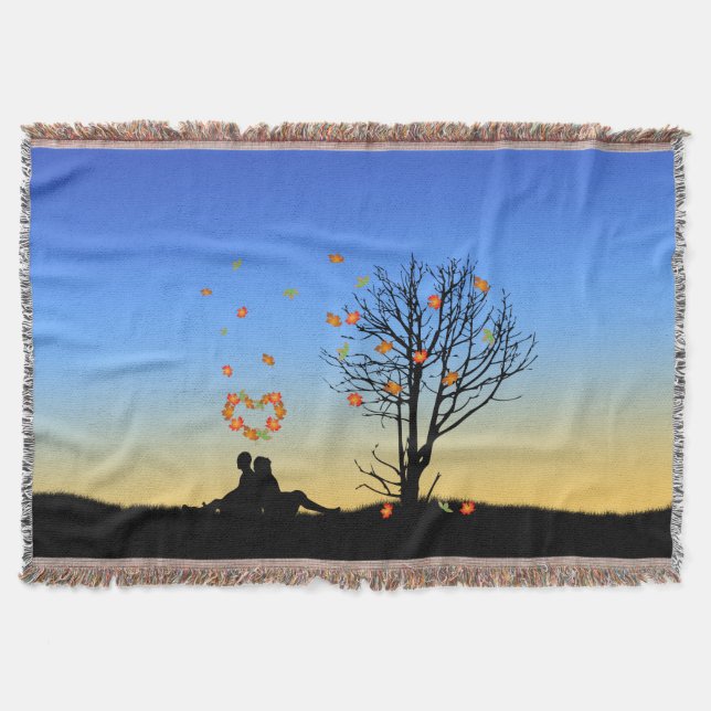 Couverture Feuilles d'automne en forme de coeur Couple (Devant)