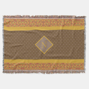 Couverture Feuilles de automne modernes Monogramme Polka Brow