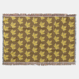 Couverture Feuilles de chêne - chameau tanné et brun