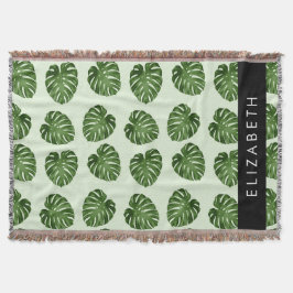 Couverture Feuilles de palme, Motif tropical, Votre nom
