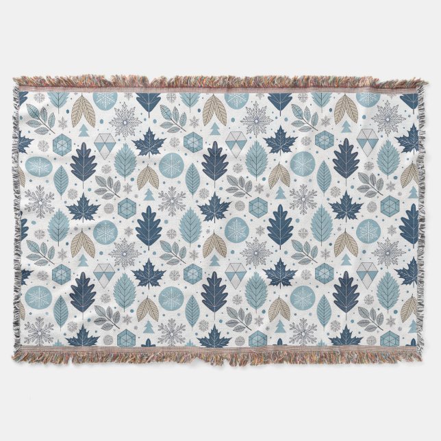 Couverture Feuilles d'hiver et Formes de neige Jeter la couve (Devant)