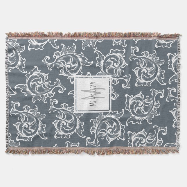 Couverture Feuilles fantaisistes blancs - Personnalisés (Devant)
