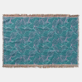 Couverture Feuilles stylisées rose et turquoise Motif violet