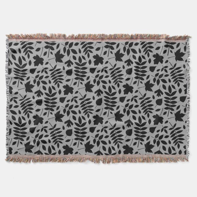 Couverture Feuilles tombés Rpt Motif noir sur gris (Devant)