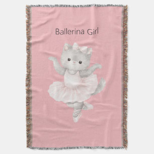 Couverture Fille Ballerine Chat Gris